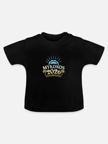 Mykonos 2026 Bunt - Baby Bio-T-Shirt mit Rundhals - Schwarz