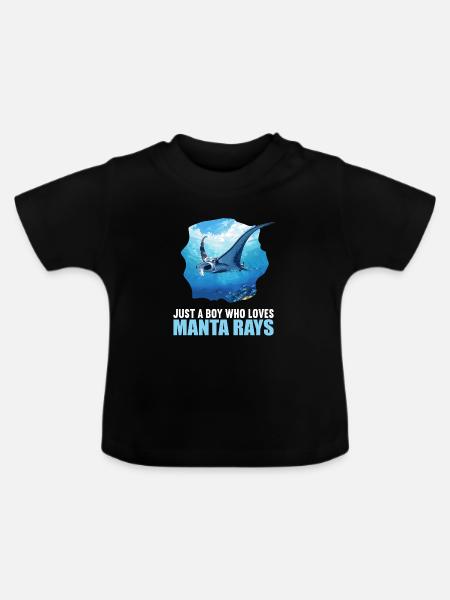 Rochen Mantarochen - Baby Bio-T-Shirt mit Rundhals - Schwarz