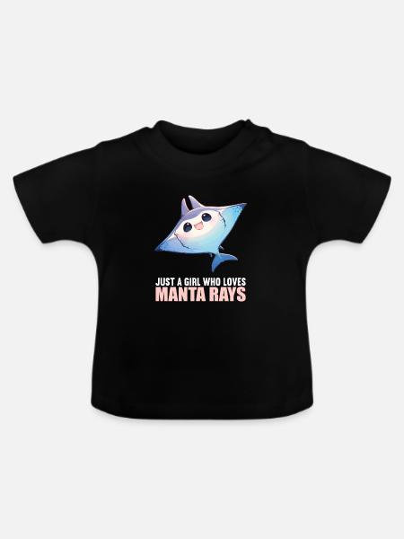 Rochen Mantarochen - Baby Bio-T-Shirt mit Rundhals - Schwarz