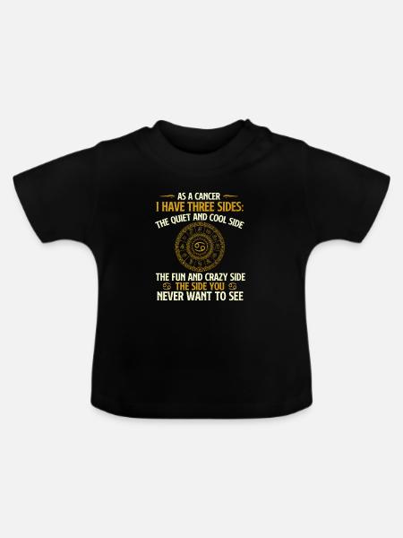 Krebs Drei-Seiten-Sternkreis-Horoskop - Baby Bio-T-Shirt mit Rundhals - Schwarz