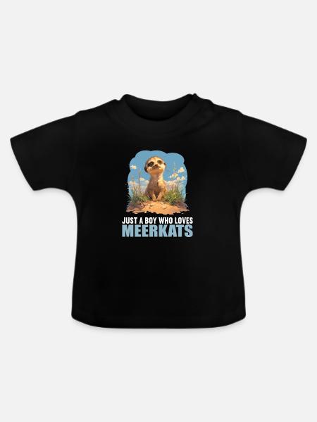 Meerkat Erdmännchen - Baby Bio-T-Shirt mit Rundhals - Schwarz