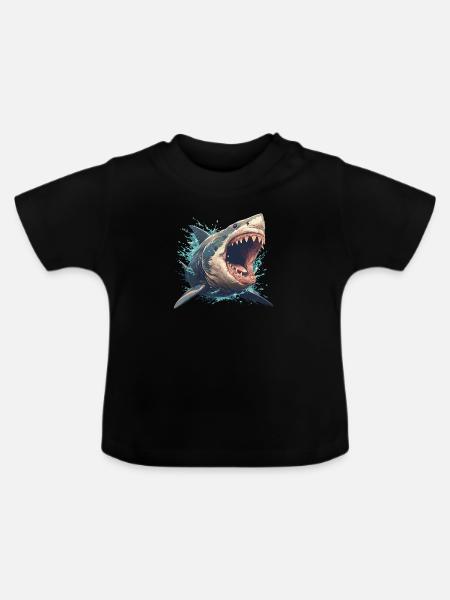 Weißer Haie Weißer Hai - Baby Bio-T-Shirt mit Rundhals - Schwarz