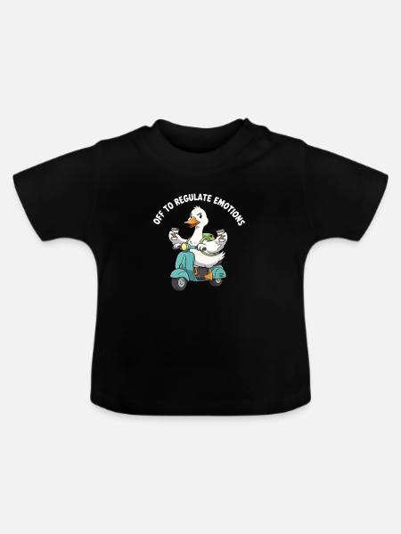 Quak Scooter Emotionsregler - Baby Bio-T-Shirt mit Rundhals - Schwarz