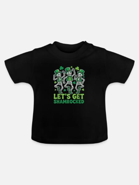 Skelett Shamrock St. Patricks Day - Baby Bio-T-Shirt mit Rundhals - Schwarz