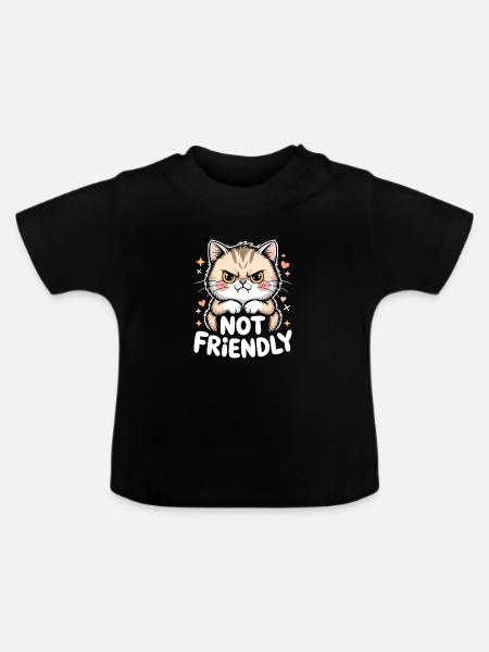 Not Friendly Introvertiert Antisocial Einzelgänger - Baby Bio-T-Shirt mit Rundhals - Schwarz