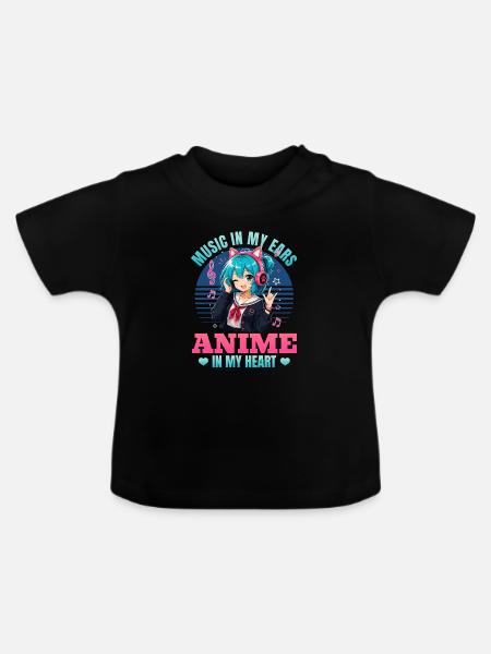 Anime and Music Chibi - Baby Bio-T-Shirt mit Rundhals - Schwarz