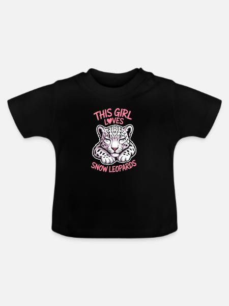 Schneeleopard Sprüche Süßes Schneeleopard Geschenk - Baby Bio-T-Shirt mit Rundhals - Schwarz