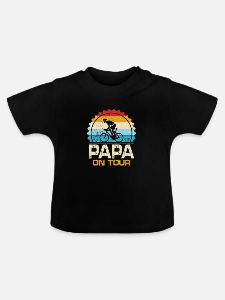 Papa On Tour - Baby Bio-T-Shirt mit Rundhals - Schwarz