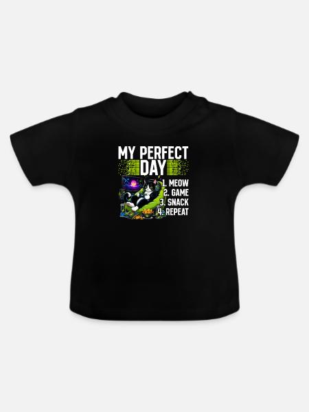 Gamer Gaming Cat Video Game - Baby Bio-T-Shirt mit Rundhals - Schwarz