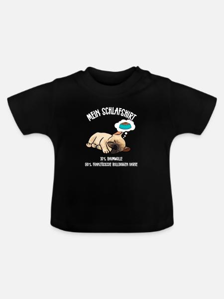 Bulldogge Schlafshirt - Baby Bio-T-Shirt mit Rundhals - Schwarz