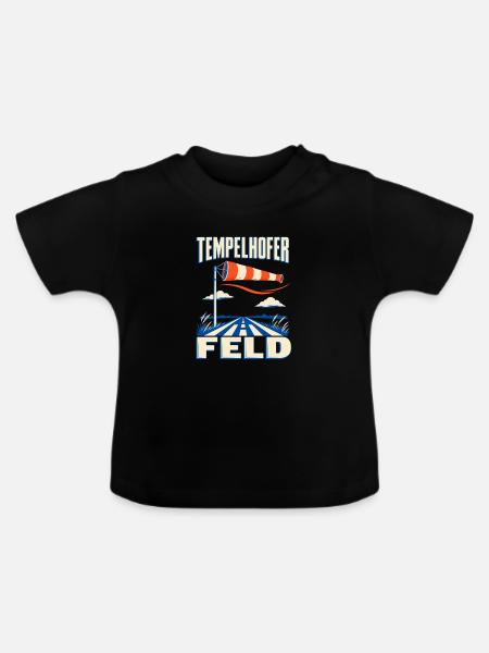 Tempelhofer Feld – Windsack und Startbahn - Baby Bio-T-Shirt mit Rundhals - Schwarz