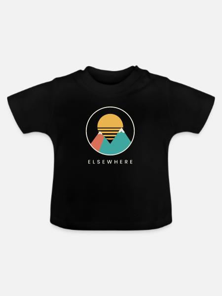 Elsewhere – Retro Mountain Sunset - Baby Bio-T-Shirt mit Rundhals - Schwarz