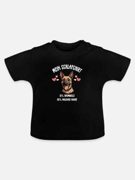 Malinois Herzen Schlafshirt Diensthund - Baby Bio-T-Shirt mit Rundhals - Schwarz