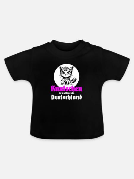 Knutschen ist wichtiger als Deutschland - Baby Bio-T-Shirt mit Rundhals - Schwarz