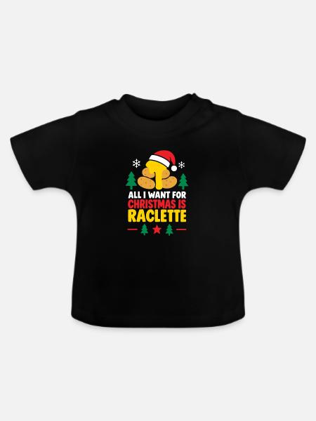 Raclette-Weihnachtsstimmung - Baby Bio-T-Shirt mit Rundhals - Schwarz