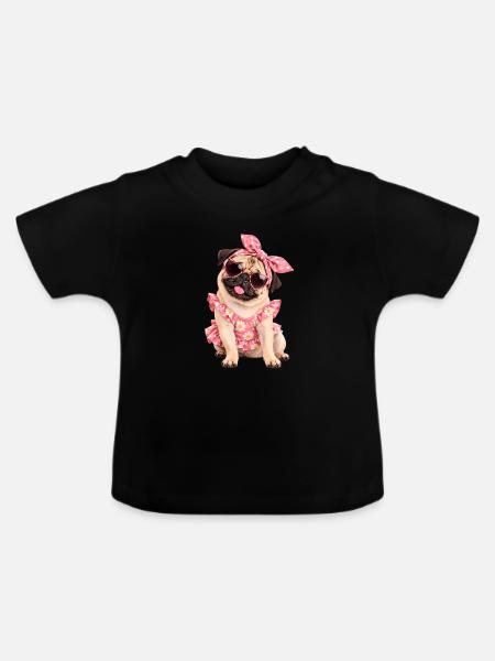 Mops Hund süßer Mops niedlicher Mops - Baby Bio-T-Shirt mit Rundhals - Schwarz