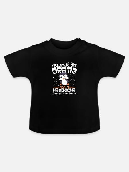 Drama Kopfschmerz Pinguin Tee - Baby Bio-T-Shirt mit Rundhals - Schwarz
