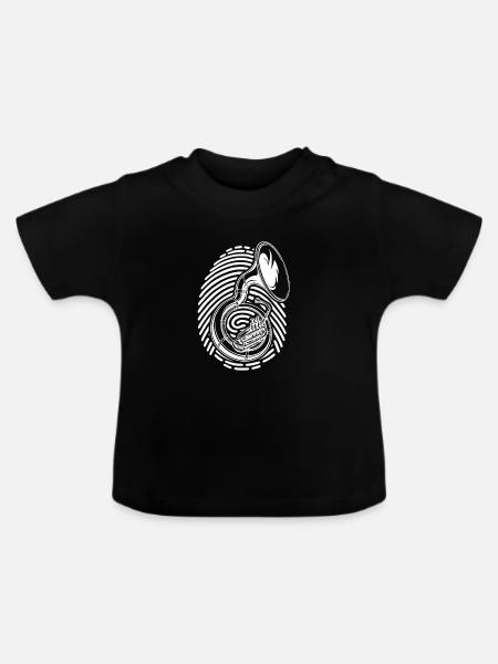 Sousaphon Im Fingerabdruck Für Blasmusikfans - Baby Bio-T-Shirt mit Rundhals - Schwarz