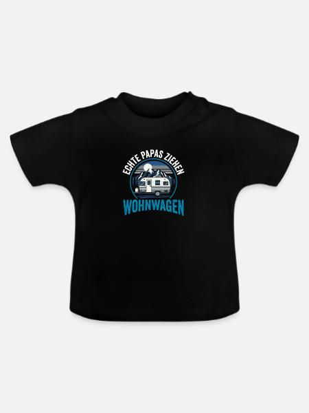 Wohnwagen Retro Bergsee - Baby Bio-T-Shirt mit Rundhals - Schwarz