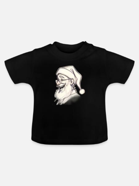 Santa Chef Skizzen-Tee - Baby Bio-T-Shirt mit Rundhals - Schwarz