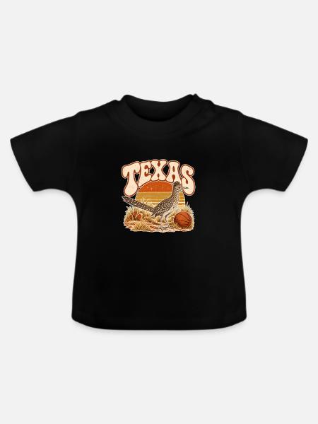 Texas Retro Sunset Bird Basketball - Baby Bio-T-Shirt mit Rundhals - Schwarz