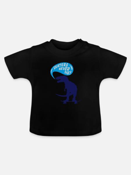 t-rex skater - Baby Bio-T-Shirt mit Rundhals - Schwarz