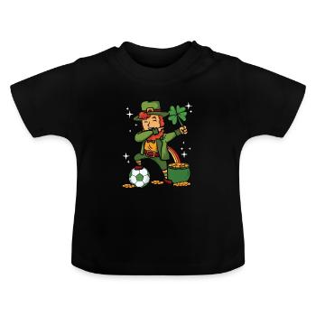 Dabbing Fußball Leprechaun - Baby Bio-T-Shirt mit Rundhals - Schwarz - Vorne