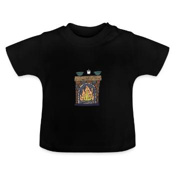cheminée - T-shirt bio col rond Bébé - noir - Devant