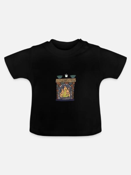 Kamin - Baby Bio-T-Shirt mit Rundhals - Schwarz