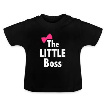 The little boss - Baby Organic T-Shirt with Round Neck - black - Front