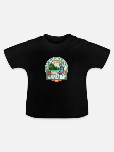 Oahu hawaiianisches Surfen - Baby Bio-T-Shirt mit Rundhals - Schwarz