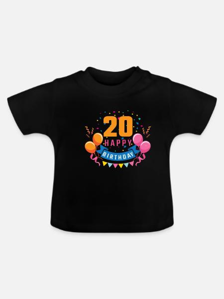 20ème anniversaire de 20 ans Joyeux anniversaire cadeau - T-shirt bio col rond Bébé - noir