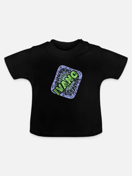 Vorname Ivano - Baby Bio-T-Shirt mit Rundhals - Schwarz