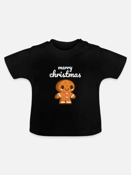 Lebkuchenmann - Baby Bio-T-Shirt mit Rundhals - Schwarz