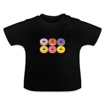 Donuts Confiserie Cookie Törtchen Kuchen Torten - Baby Bio-T-Shirt mit Rundhals - Schwarz - Vorne