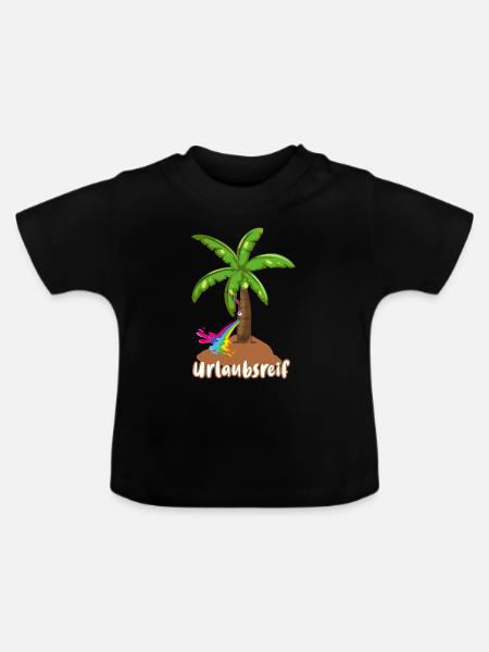 urlaubsreif,urlaub,ferien,palme,insel - Baby Bio-T-Shirt mit Rundhals - Schwarz