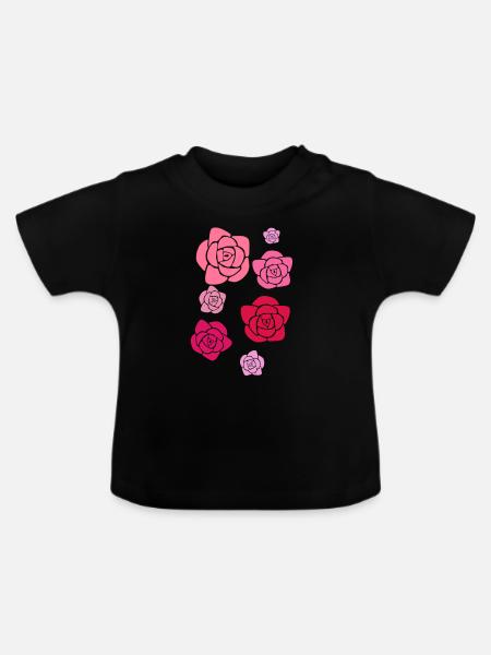 Rosen, Blumen,illustration,Rose - Baby Bio-T-Shirt mit Rundhals - Schwarz