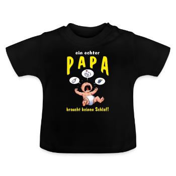 CD - ein echter Papa braucht keinen Schlaf - - - Baby Bio-T-Shirt mit Rundhals - Schwarz - Vorne