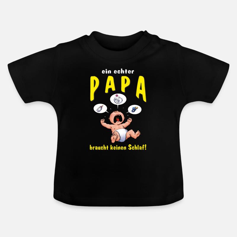 CD - ein echter Papa braucht keinen Schlaf - - - Baby Bio-T-Shirt mit Rundhals - Schwarz