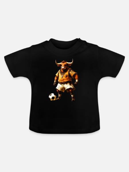 Stiere Fussball - Baby Bio-T-Shirt mit Rundhals - Schwarz
