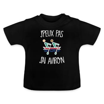 J'peux pas j'ai aviron - T-shirt bio col rond Bébé - noir - Devant