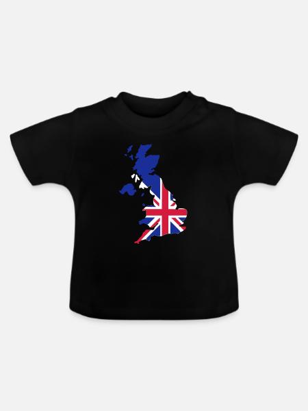 UK Grossbritannien - Baby Bio-T-Shirt mit Rundhals - Schwarz