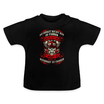 Motorrad fahren aufhören Biker - Baby Bio-T-Shirt mit Rundhals - Schwarz - Vorne