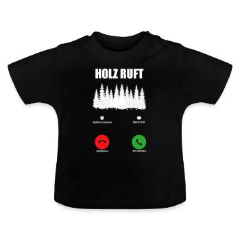 HOLZ SÄGE KETTENSÄGE GESCHENK WALD FÖRSTER BERUF - Baby Bio-T-Shirt mit Rundhals - Schwarz - Vorne