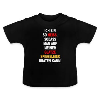 Glatze und Spiegeleier Lustig - Baby Bio-T-Shirt mit Rundhals - Schwarz - Vorne