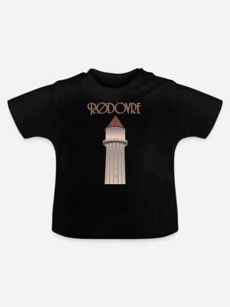 Rødovre Wasserturm - Baby Bio-T-Shirt mit Rundhals - Schwarz