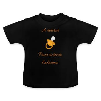 Tétine alarme - T-shirt bio col rond Bébé - noir - Devant