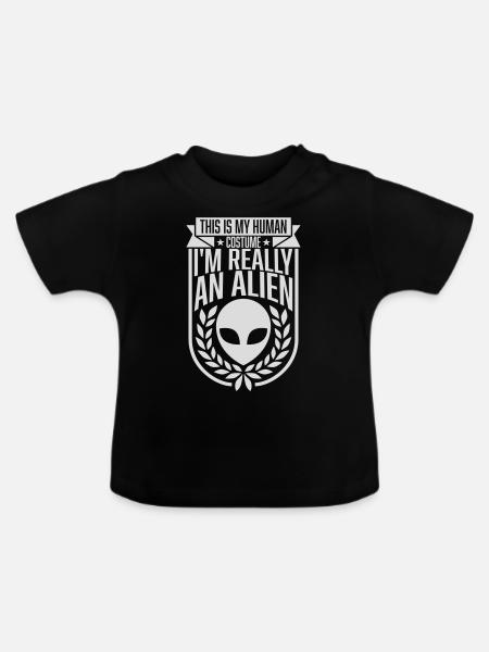 human costume alien Zitat - Baby Bio-T-Shirt mit Rundhals - Schwarz