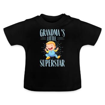 Grandpa's little Superstar - Baby Bio-T-Shirt mit Rundhals - Schwarz - Vorne