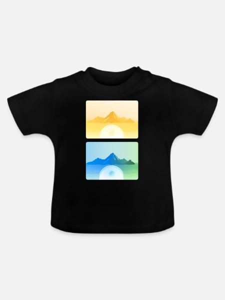 Gebirgslandschaft Geometrische Kunst - Baby Bio-T-Shirt mit Rundhals - Schwarz